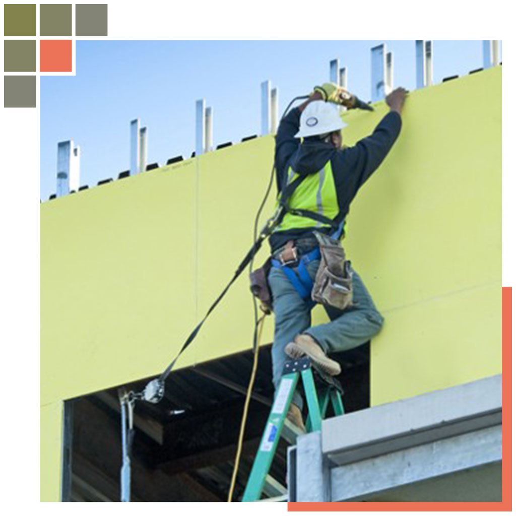 Man installing drywall